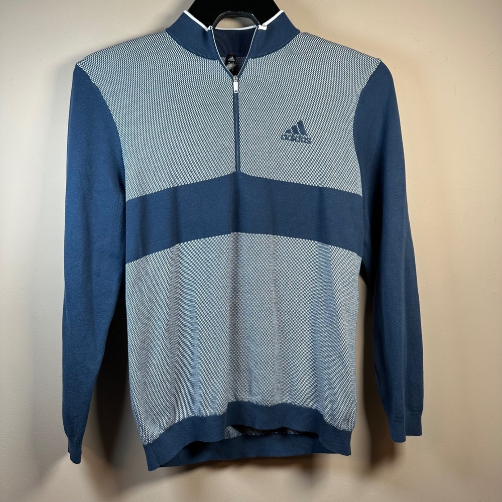 Adidas Golf Pullover‎ Sweater Mens 1/4 Zip Long Sleeve Blue Patterned L/G 2XO